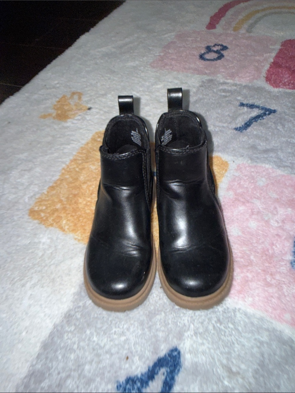 Old Navy Black Chelsea Boots with Tan Sole for Kids